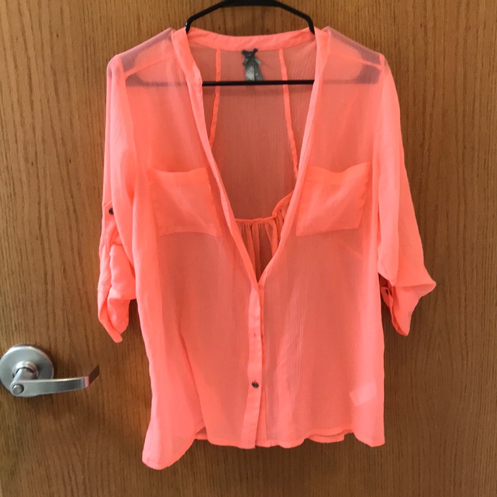 Sheer pink blouse